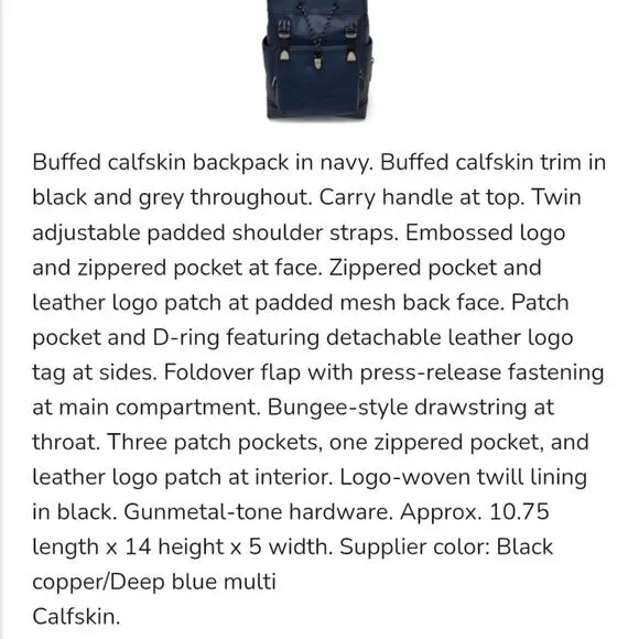 Coach 1941 Black & Navy League Leather Backpack NWT - Picture 7 of 7